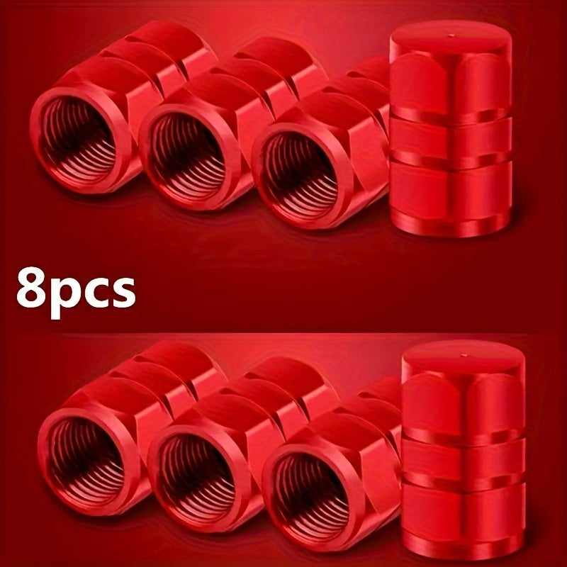 Set of 8 Aluminum Gold Tire Valve Caps Dustproof Compatible with Cars, Motorcycles, Trucks
