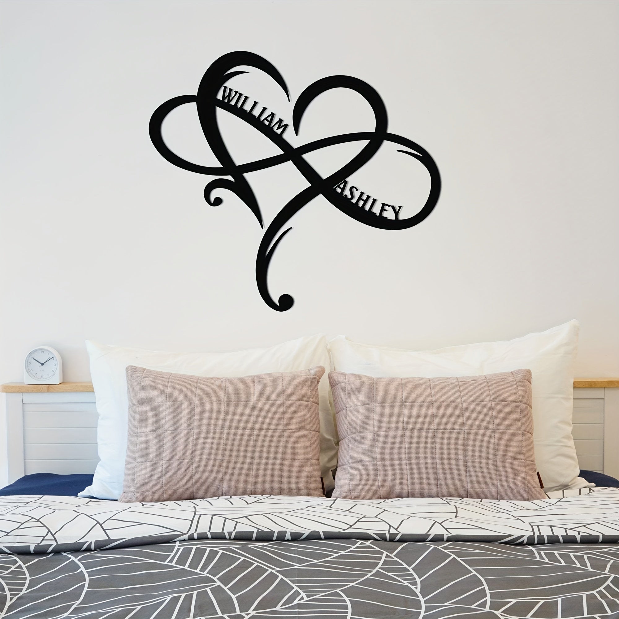 Personalized Metal Infinity Heart Wall Art with Custom Names for Wedding or Anniversary Decor