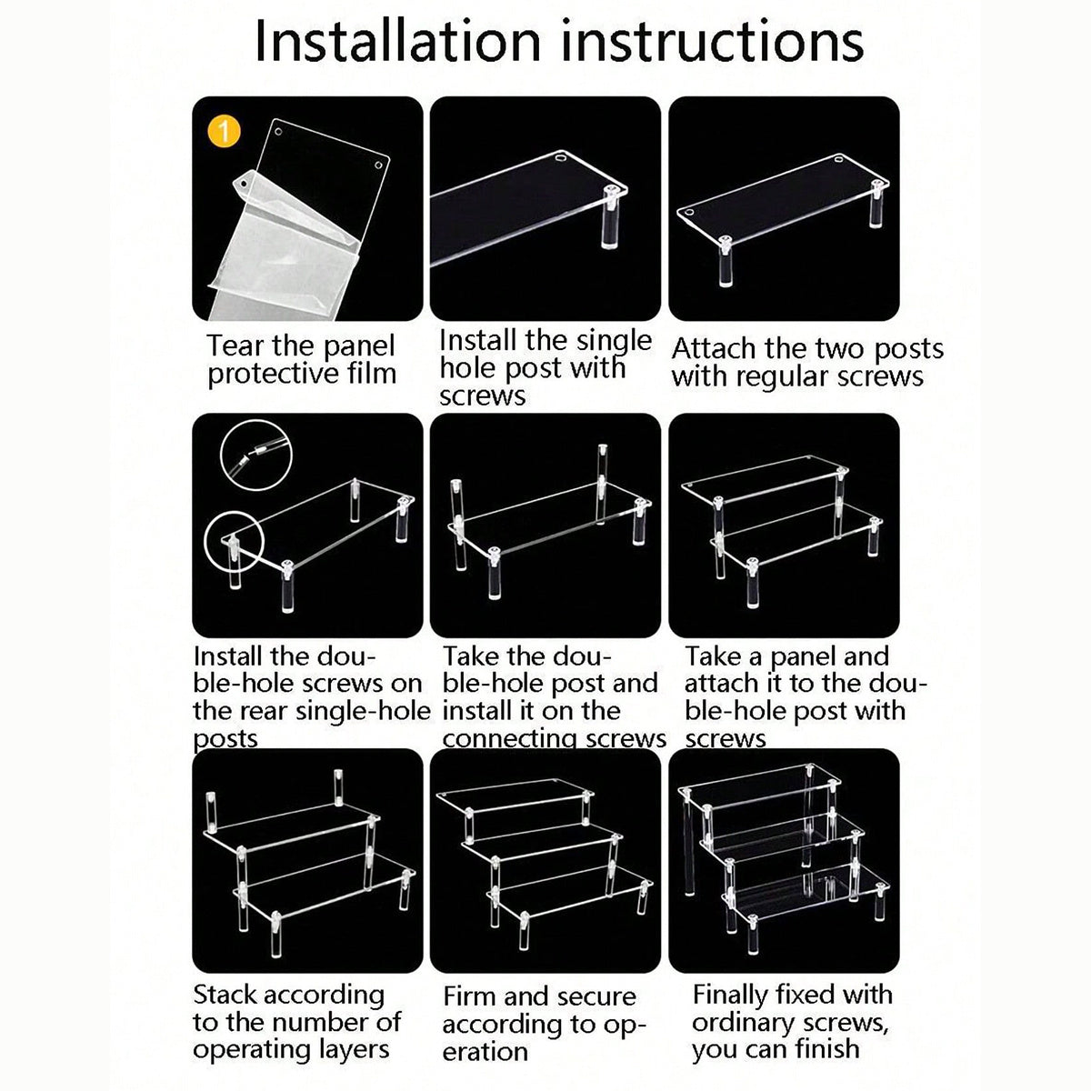 Clear Acrylic 4-Tier Storage Organizer Shelf for Kitchen, Office, and Crafts