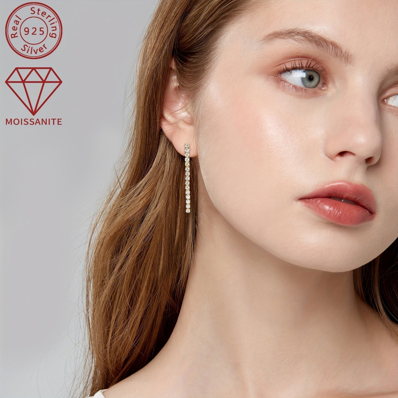 Sterling Silver Drop Earrings with Moissanite Stones for Weddings and Holidays