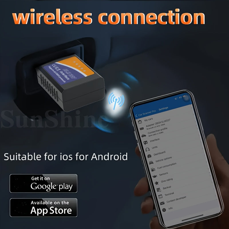 Wireless OBD2 Scanner for Cars with Full Data Analysis and Emissions Testing for Android and iOS