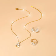 Золотой комплект серьг и ожерелья в квадратной форме (4 шт.)