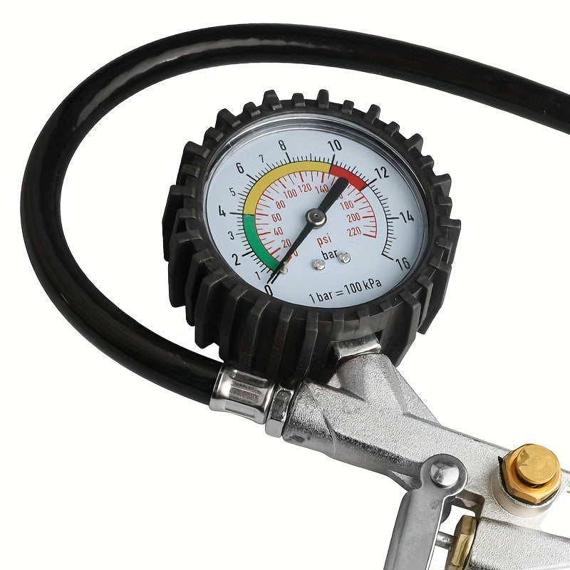 Economical Tire Pressure Gauge With Rubber Hose Car Repair Tool