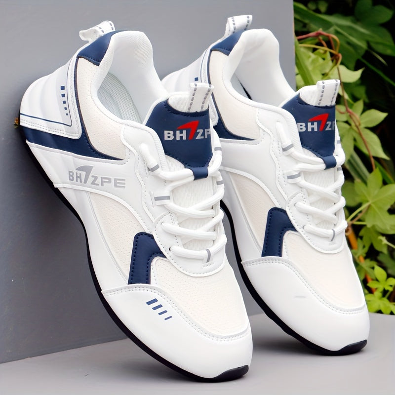 Men's Breathable Lace-Up Sneakers for Running Basketball Workout Gym with Wear-Resistant Rubber Sole