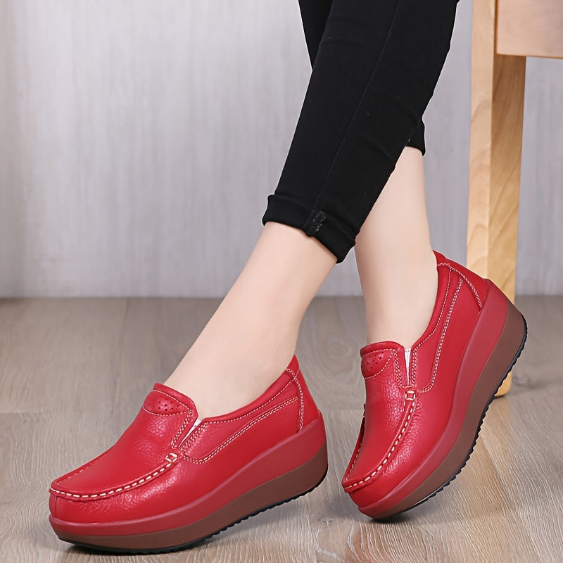 Women's Casual Canvas Sneakers, Slip-On Wedge Shoes, Soft Sole