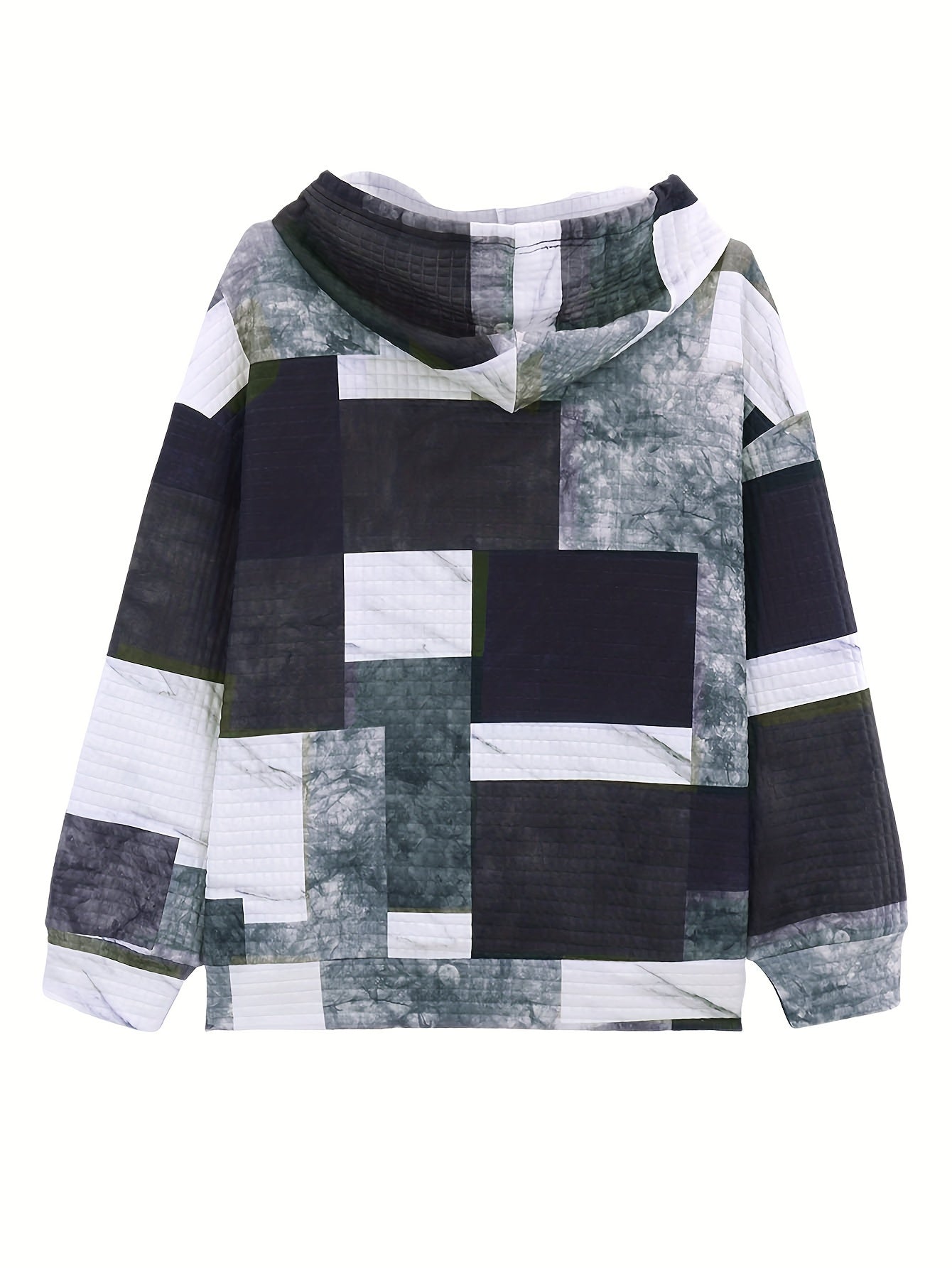 Women's Large Geometric Print Hoodie Casual Pullover