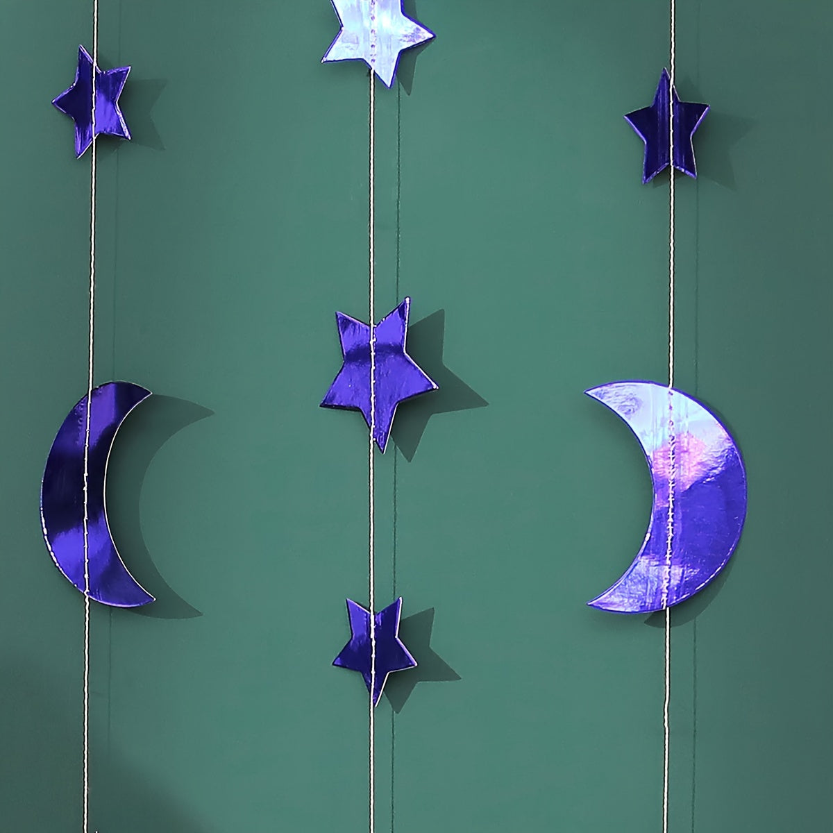 Ramadan Wall Decoration Star and Moon Pendant with Flag and Flower Accents