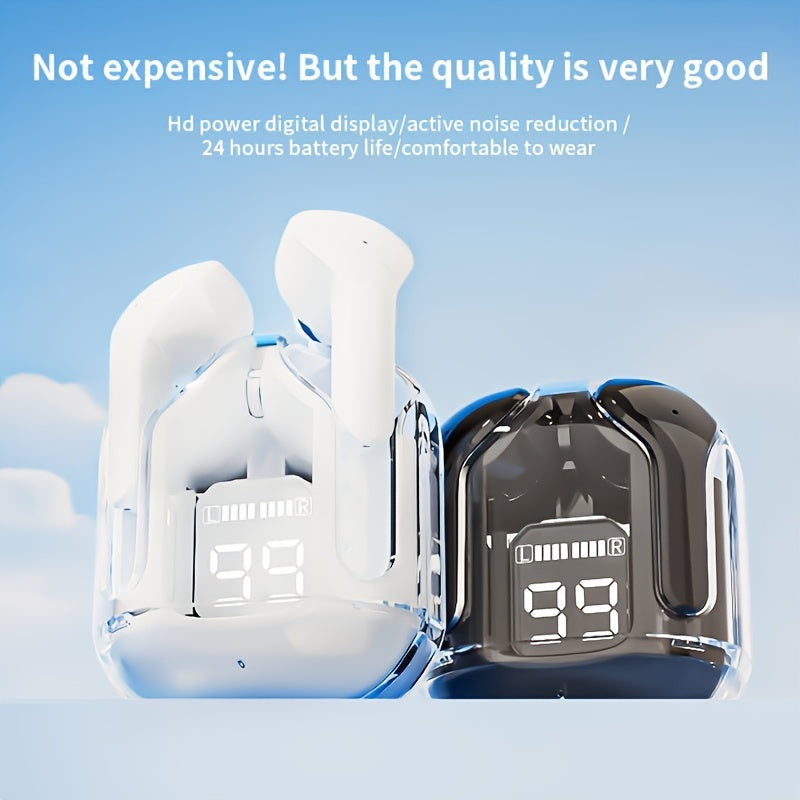 Беспроводные наушники высокой четкости с сенсорным управлением, цифровым дисплеем и перезаряжаемой батареей для игр, спорта и отдыха - пластиковый материал, для взрослых.