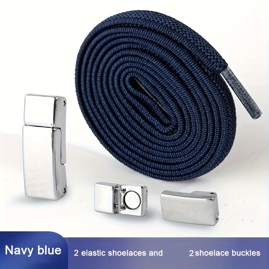 Unisex Metal Magnetic Shoelace Buckle Solid Color Elastic Lace Clip