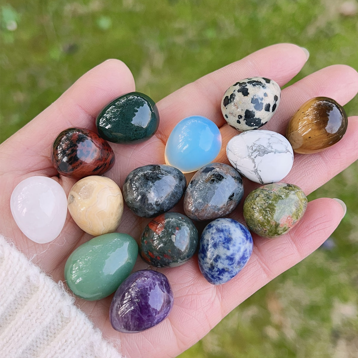 Piedras de cuarzo en forma de huevo de ojo de tigre natural para hacer joyería y decoraciones, 5-10 piezas