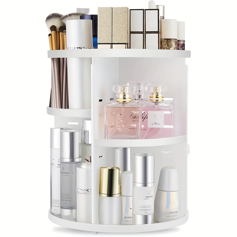 360° Rotating Transparent Makeup Organizer for Bathroom and Bedroom