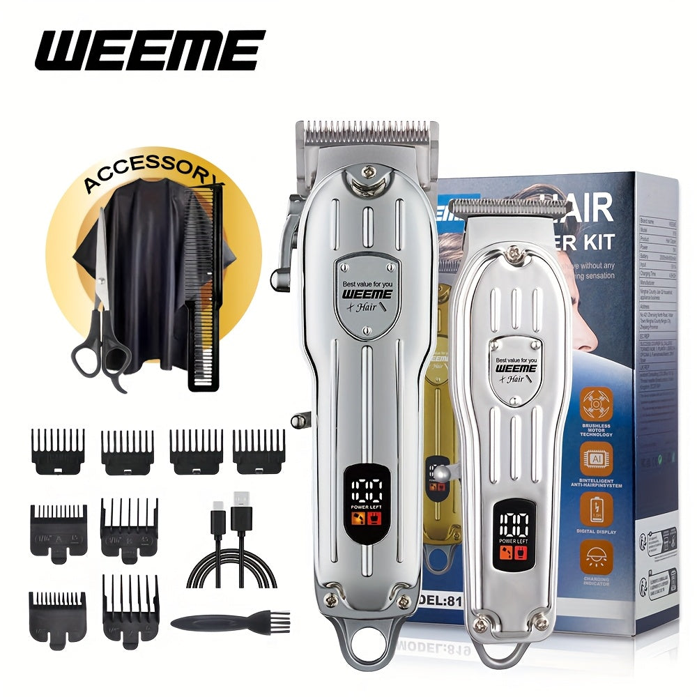 Electric Hair Clipper Set for Men T-Shaped Trimmer for Haircut Shaving USB Charged