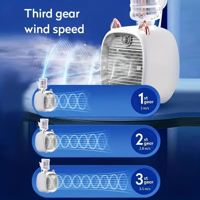 Mini USB Rechargeable Air Conditioner Fan with Water Cooling and Humidifier