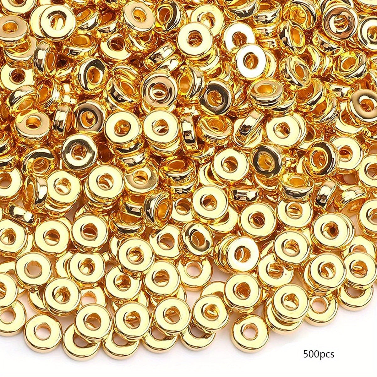500 Pieces 6mm Gold Flat Round Spacer Beads for Jewelry Making Bracelets Necklaces Earrings