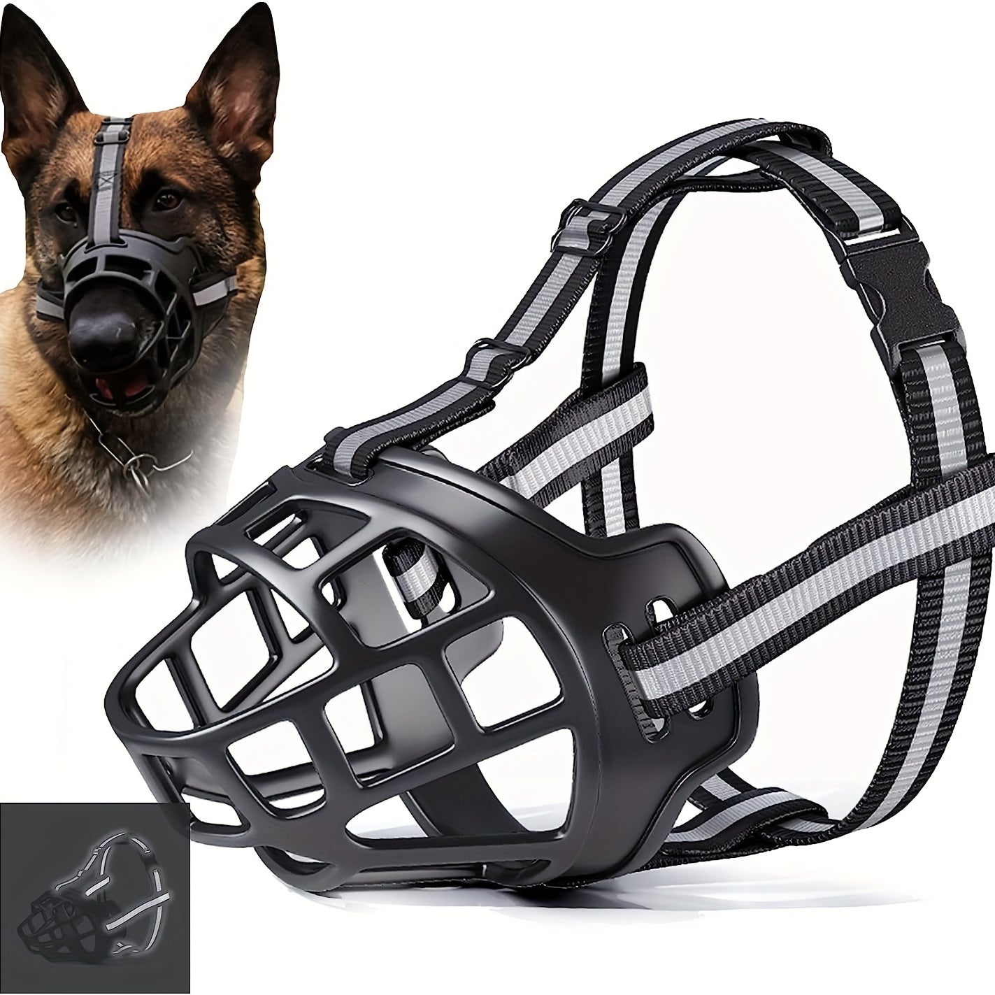 Breathable Durable Reflective Basket Dog Muzzle Prevent Biting Chewing