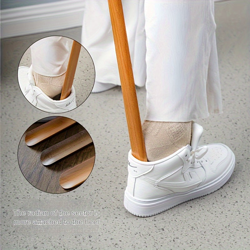 Unisex Wooden Shoe Horn No Bending Shoe Helper Durable Shoe Spoon