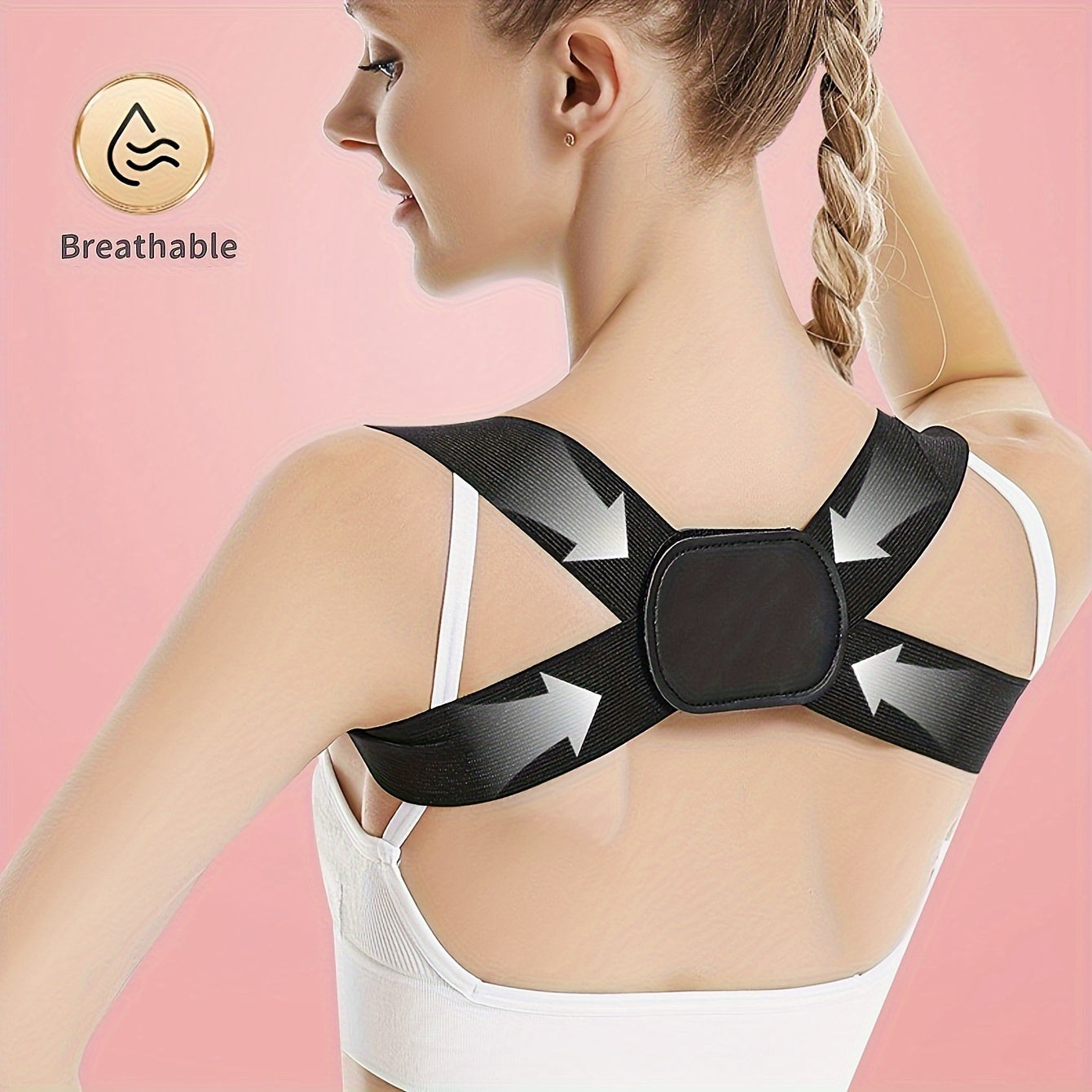 Unisex Adjustable Posture Support Brace Breathable Mesh Back Support for Men and Women