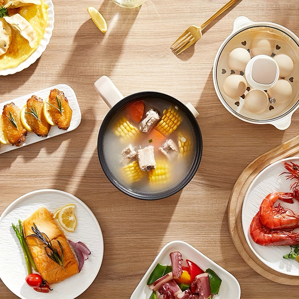 Portable Electric Steamer Wok Dual-Gear Adjustable Non-Stick Liner for Shabu-Shabu Hot Pot 220V