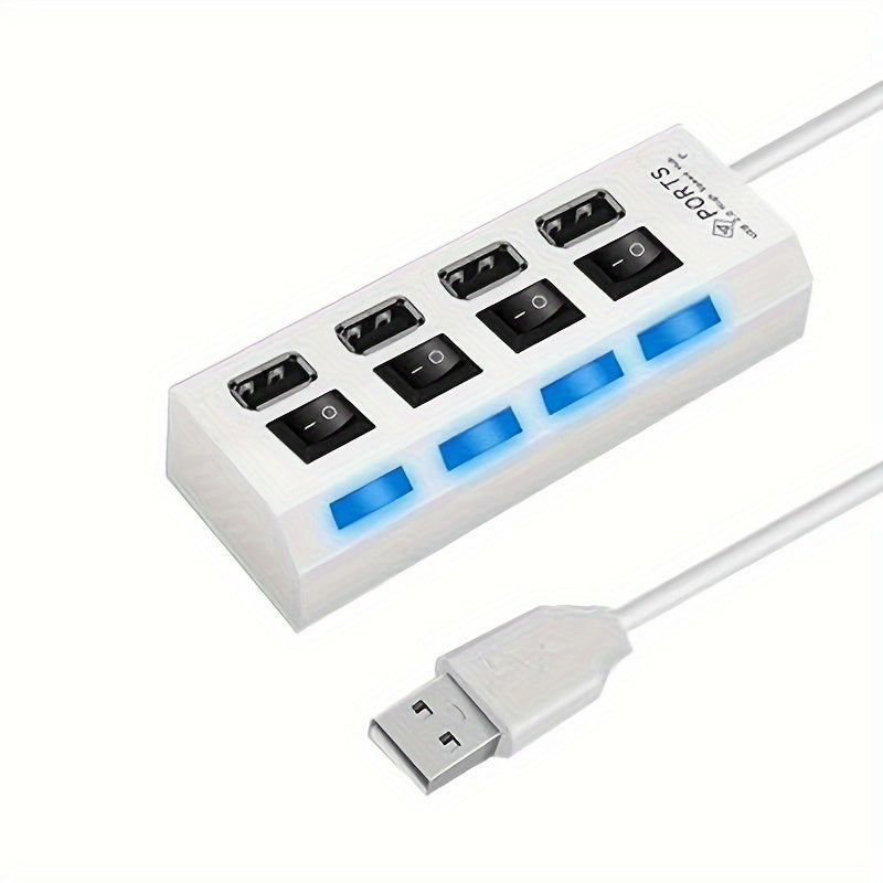 High-Speed USB 2.0 Hub 4/7 Ports with Power Adapter and 30cm Cable Black or White