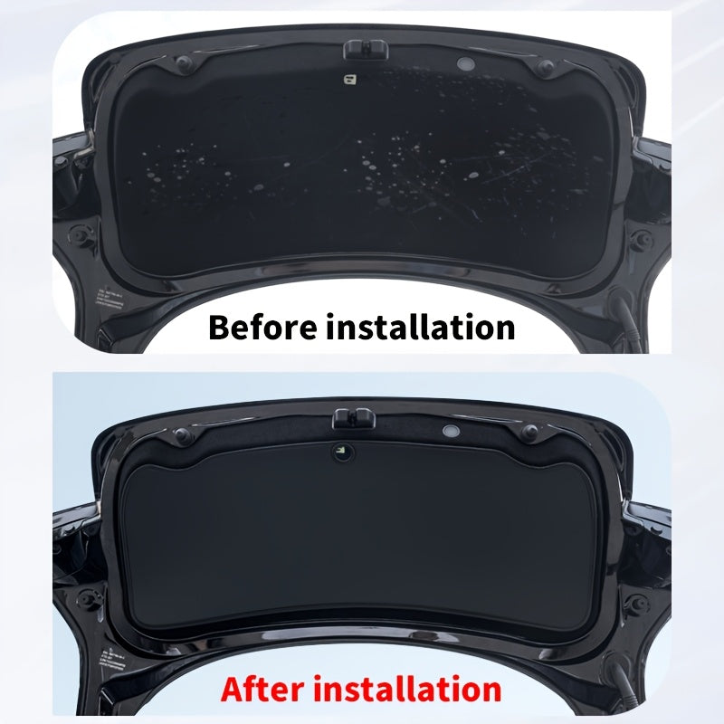 Faux Leather Rear Trunk Door Protective Mat for Tesla Model 3/Y Black Dustproof Scratch-Resistant