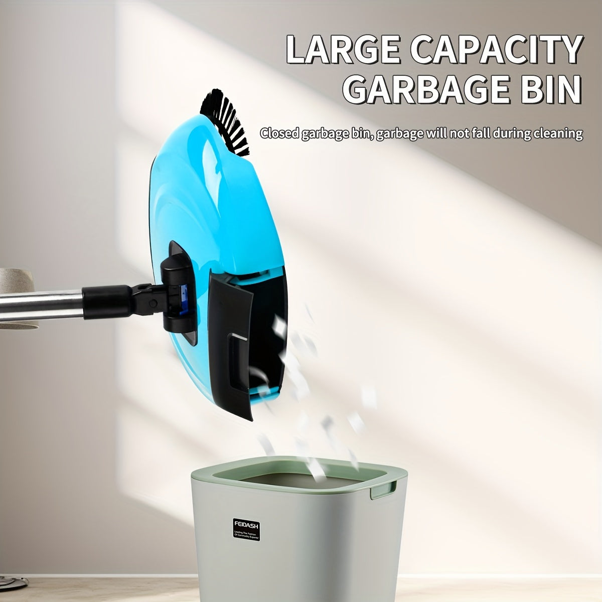 3-in-1 Handheld Sweeper Set with Spin Mop Broom Dustpan for Hard Floors
