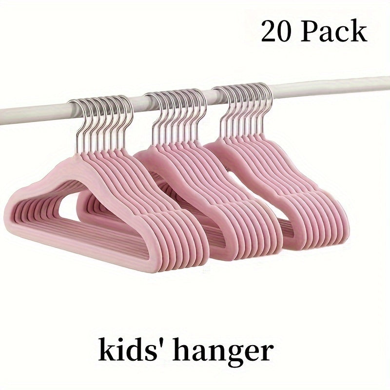 20-Piece Velvet Hangers Set for Kids and Teens Non-Slip Space-Saving Closet Organizer