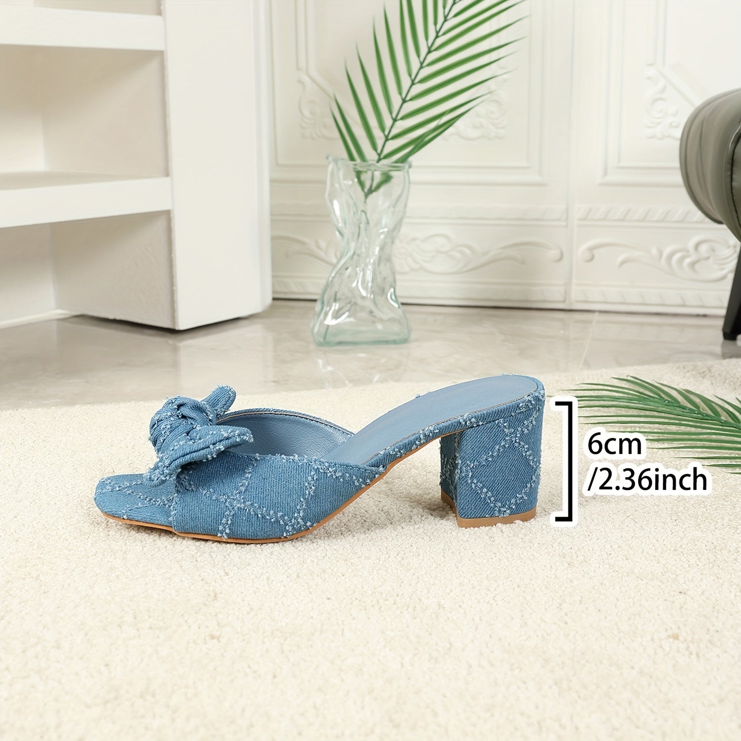 Ayollar uchun bowknot qalin poyali ochiq sandallar, sirpanmaydigan, zamonaviy yozgi model