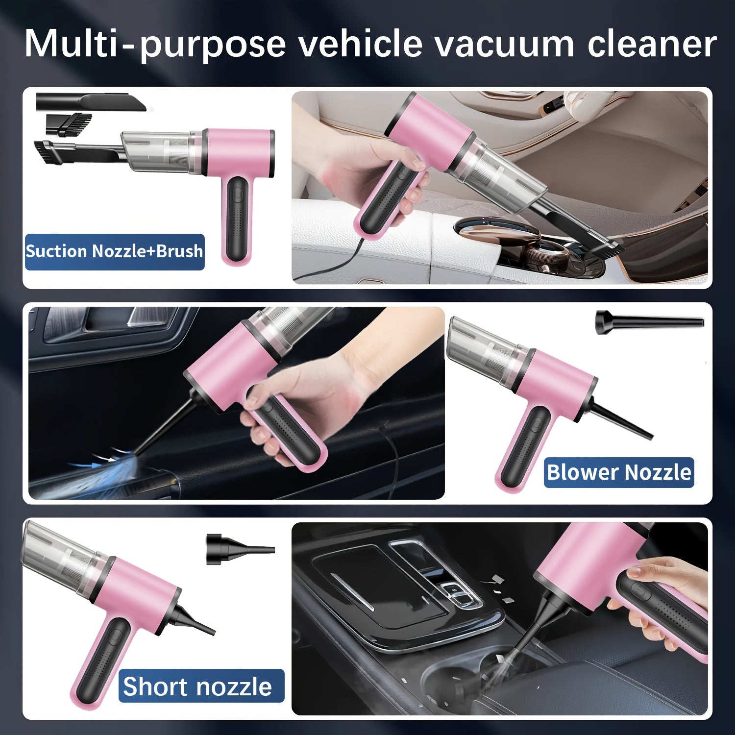 Car Vacuum Cleaner 12V Handheld with Strong Suction and Washable Filter