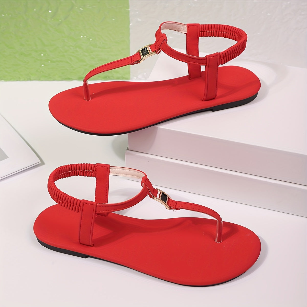 Women's Bohemian Flat Sandals Open-Toe Strappy Synthetic Vibrant Colors