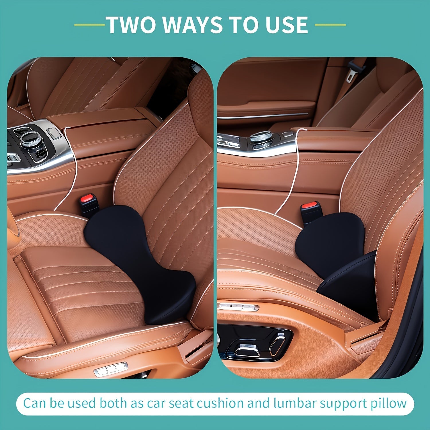 Cojín de asiento de coche de espuma viscoelástica negro, almohada lumbar para oficina, silla de ruedas