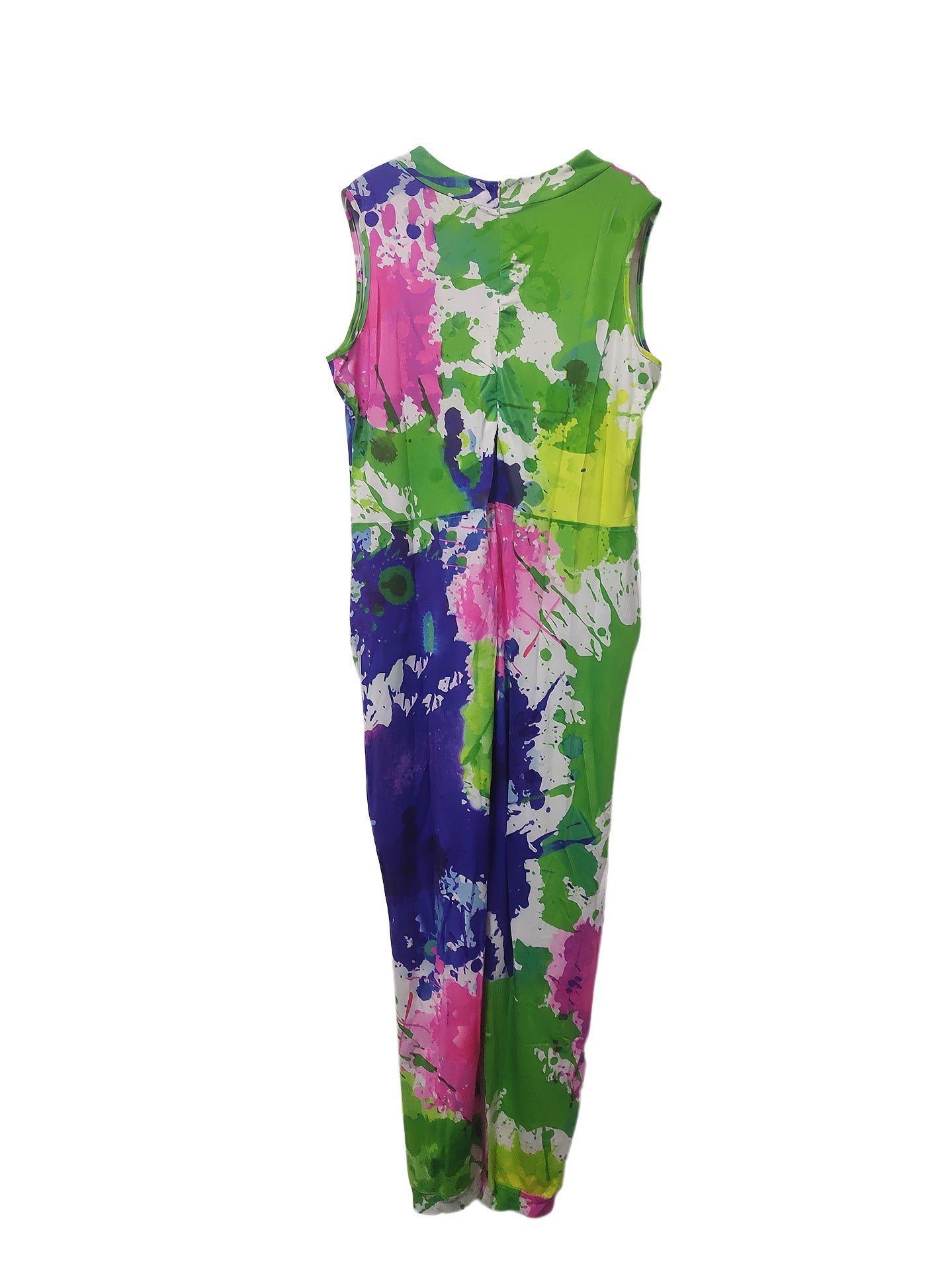 Women's Slim-Fit Sleeveless Tie-Dye Jumpsuit with Pockets