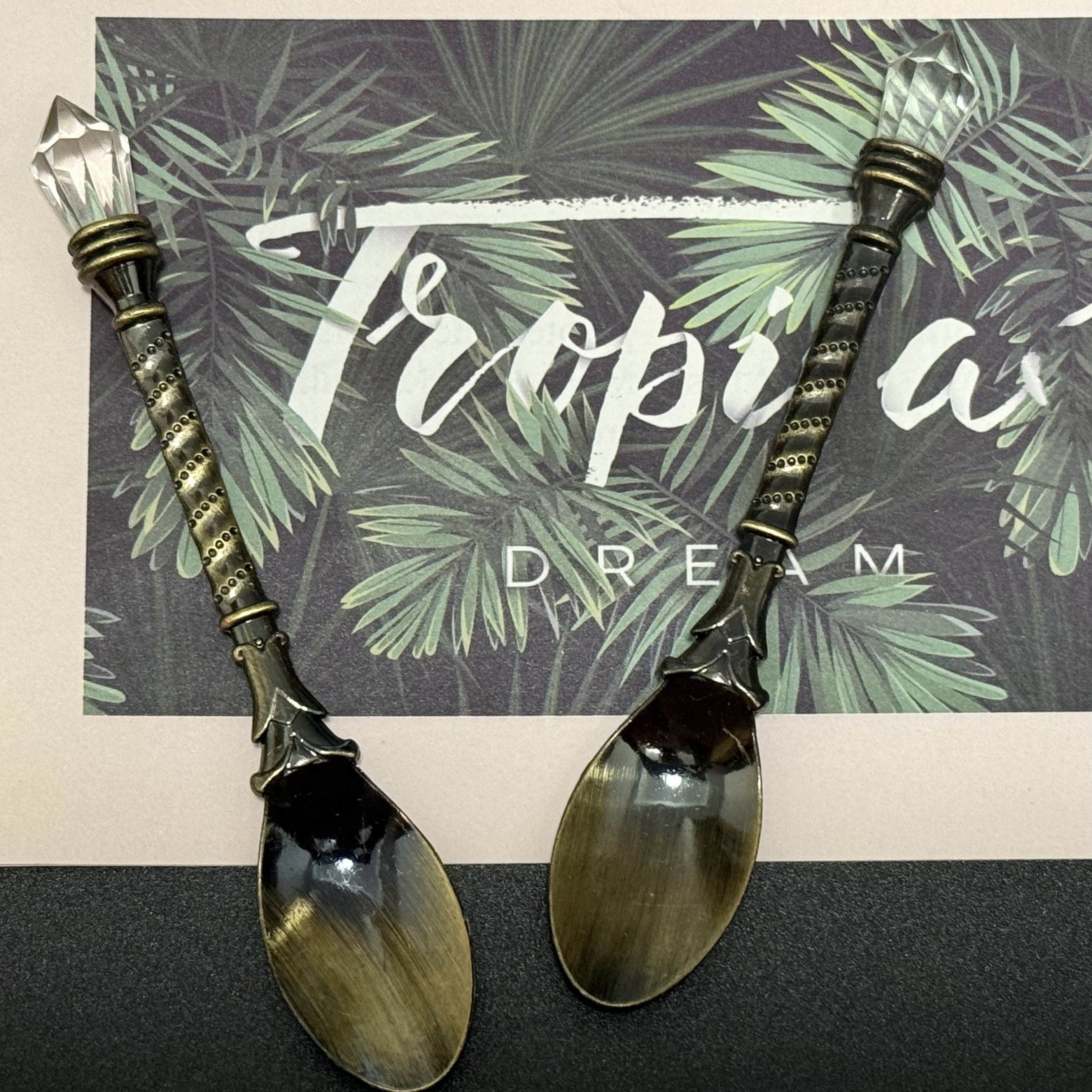 Gold-Plated Coffee Spoon with Crystal Handle for Holiday Celebrations