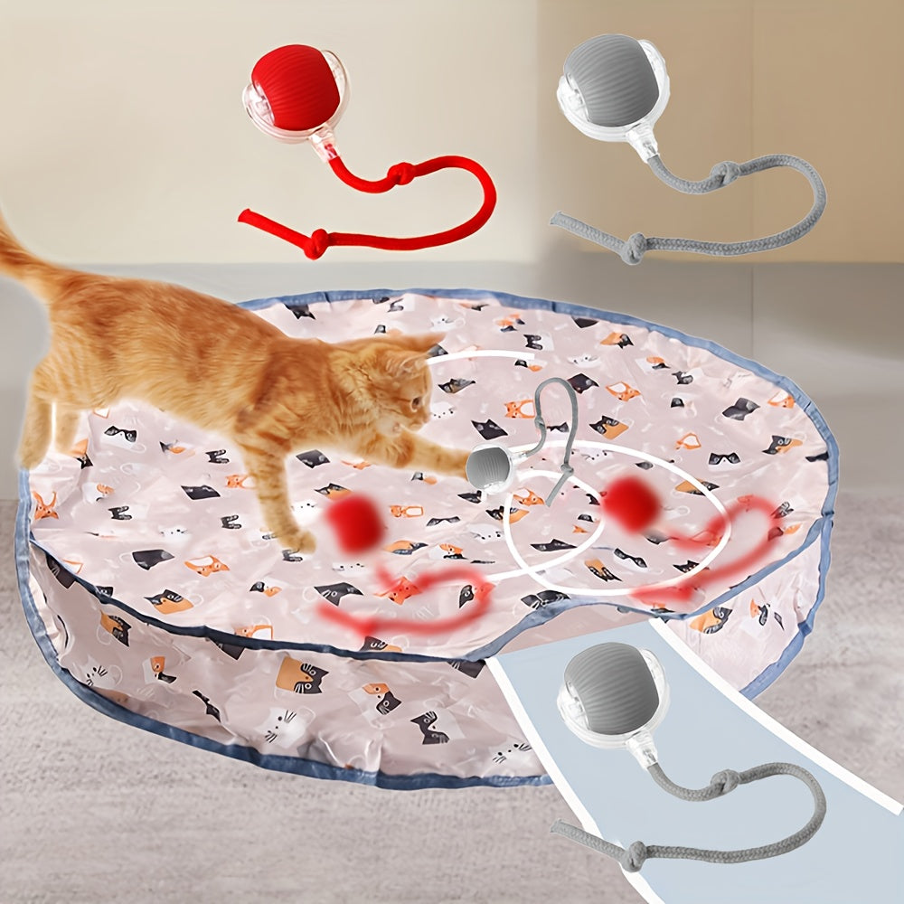 Interactive Cat Toy with Silicone Ball and USB Rechargeable Battery for Small Indoor Cats