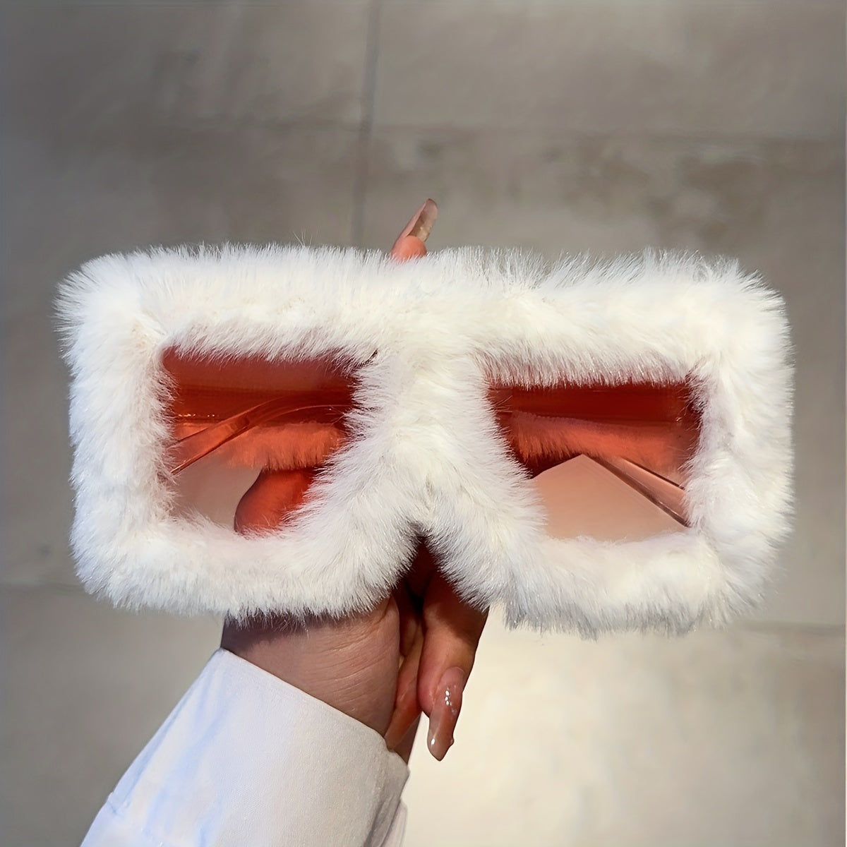 Unisex Fuzzy Plush Gradient Y2K Oversized Glasses for Beach and Party