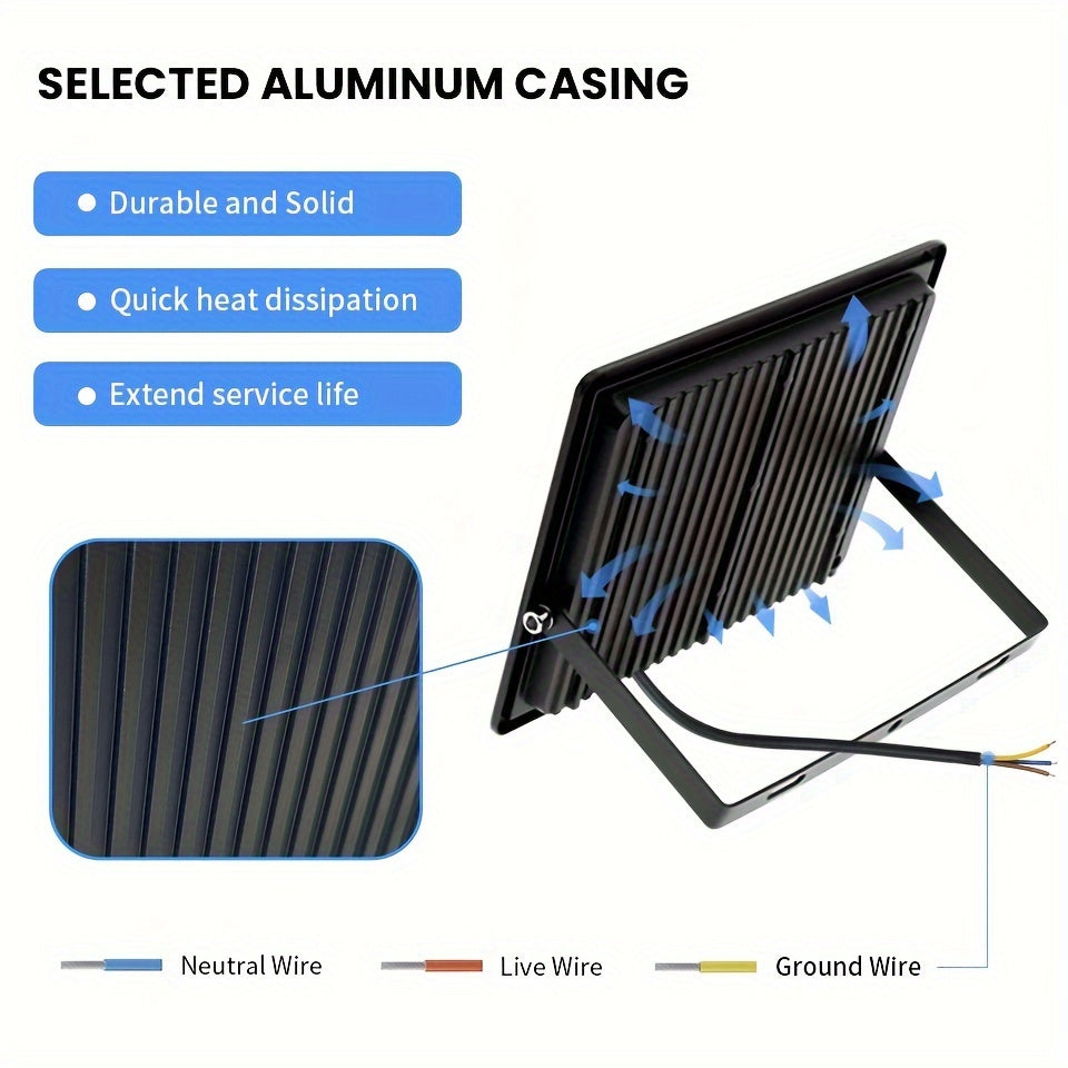 Aluminum LED Floodlight Outdoor Garden Playground Wall Ceiling 10-300W Black