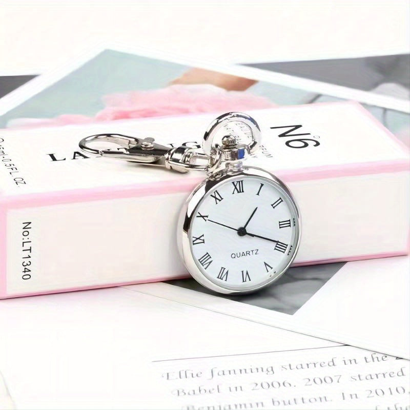 Large Transparent Pocket Watch Keychain for Nurses Students Exams Quartz Movement