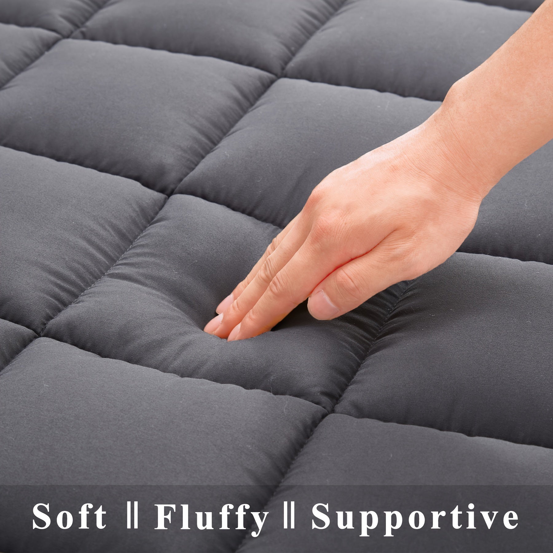 Luxury Cooling Mattress Topper with 5D Spiral Fiber Fill Deep Pocket Support