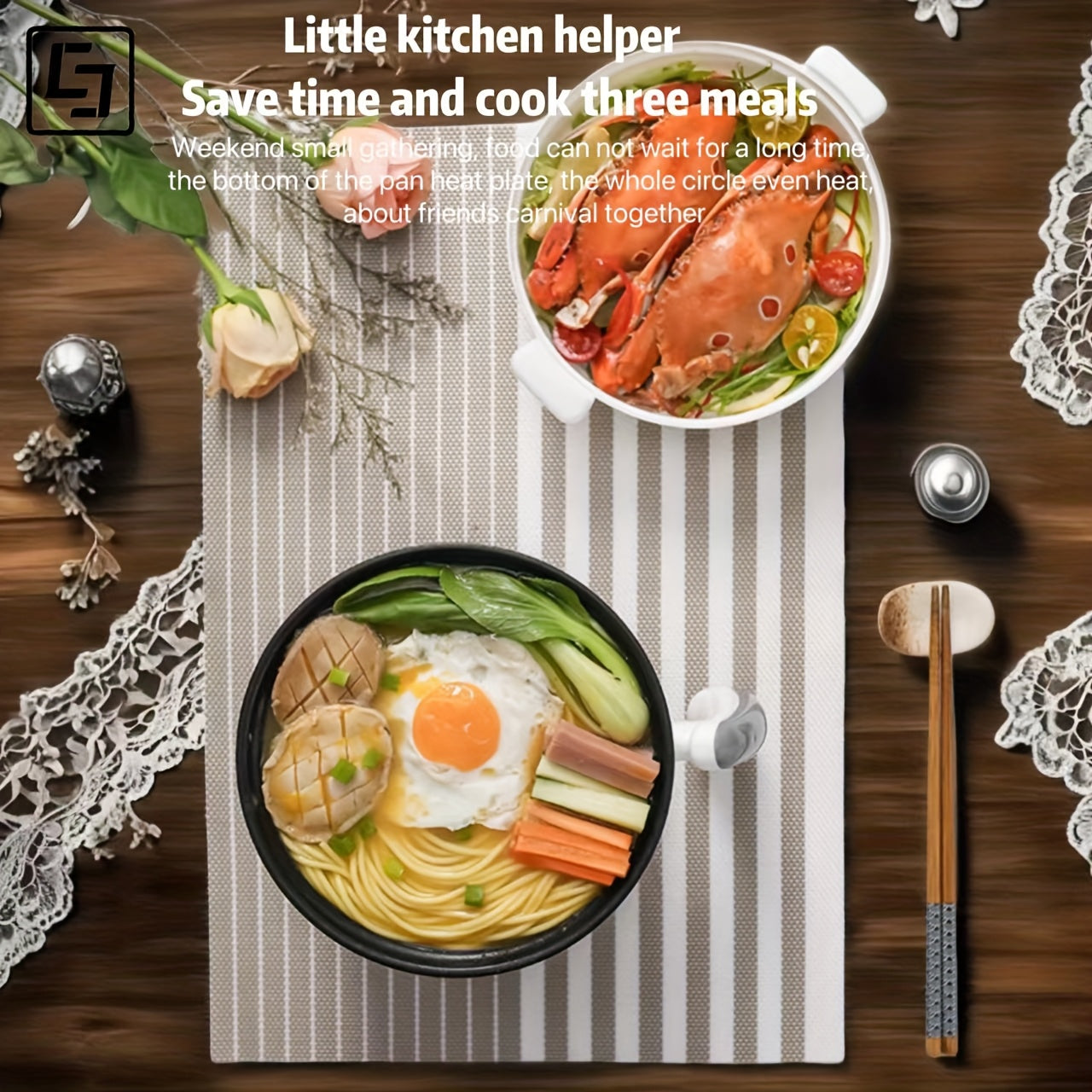 Single-layer electric cooking pot 1.8L versatile for dorms small kitchens