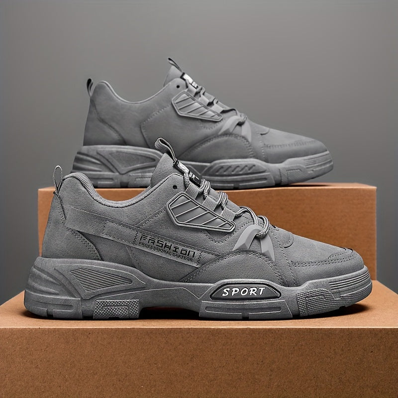 Men's Olive Green Chunky Sneakers Outdoor Casual Hiking Shoes with Thick Sole