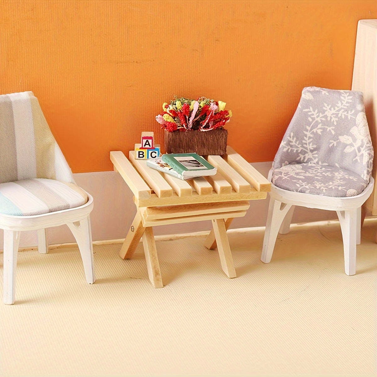 Mini mesa plegable de corcho para escenas de desayuno y té en casas de muñecas, coleccionistas