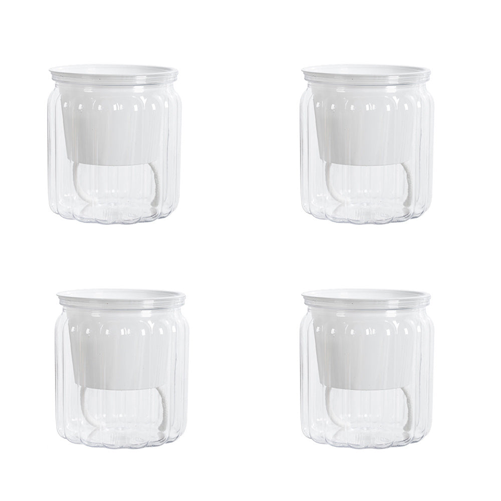 Juego de 4 macetas modernas de hidroponía con sistema de auto-riego y diseño a rayas para uso en interiores y exteriores