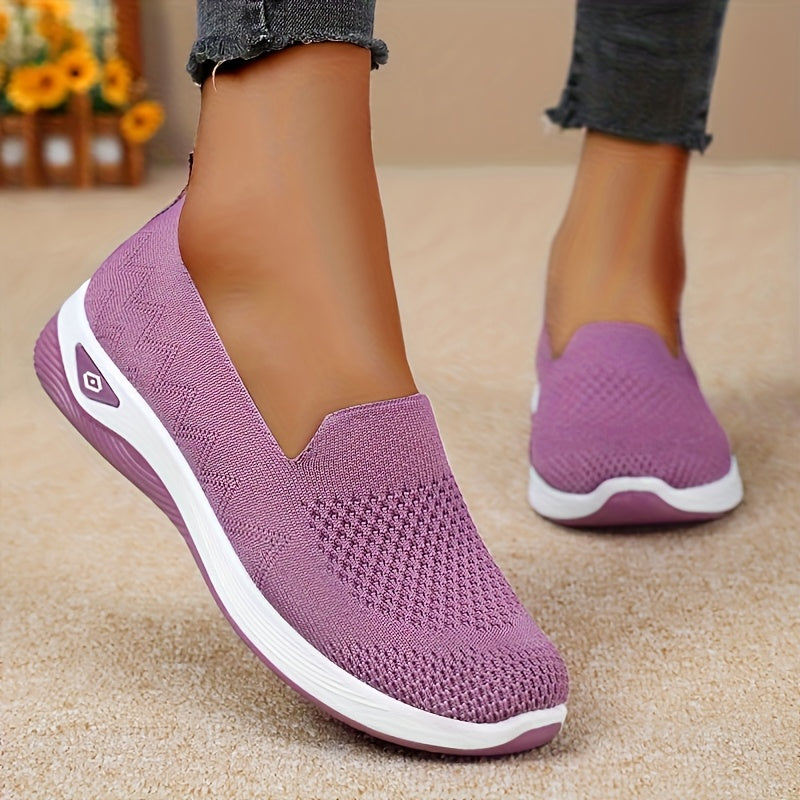 Women's Mesh Slip-On Sneakers Lightweight Comfort Walking Shoes Black
