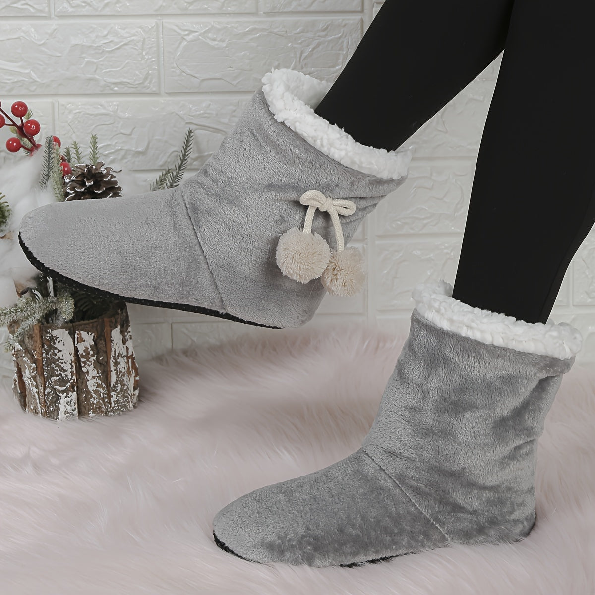 Women's Cozy Knit Slippers Warm Indoor Slide-On Booties