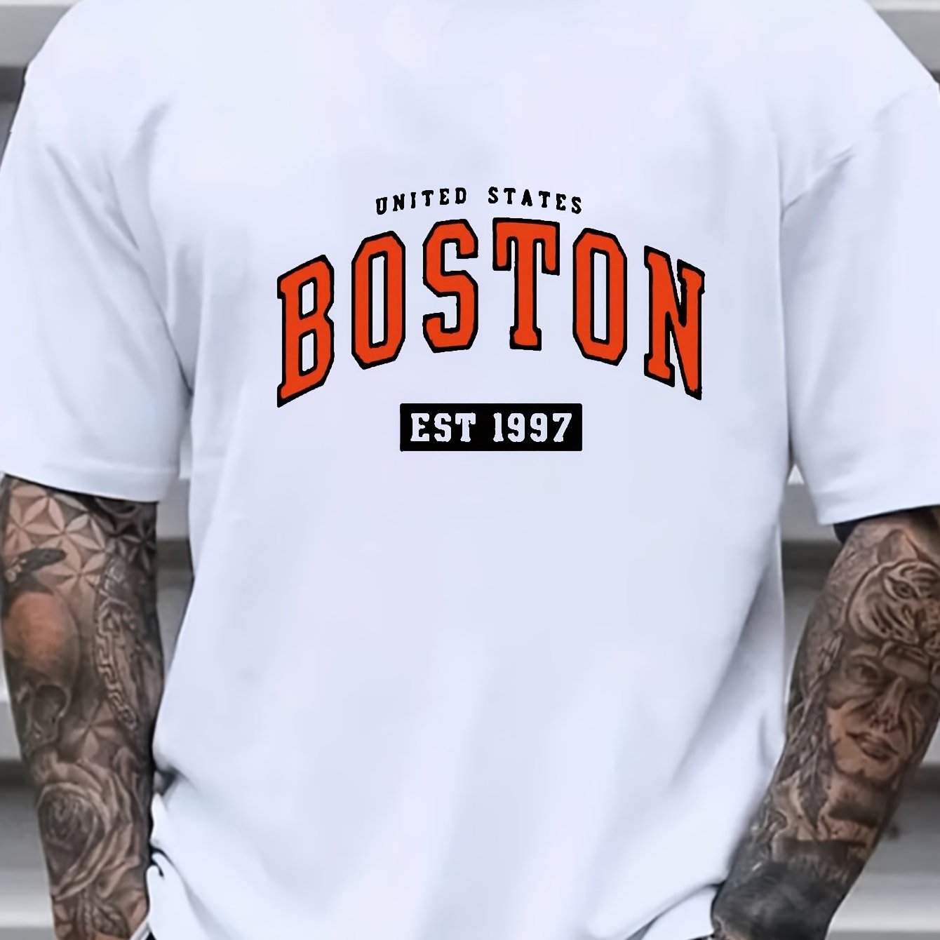 Мужская летняя футболка с алфавитным узором, круглый вырез, хлопок-полиэстер, обычный крой, увеличенный размер