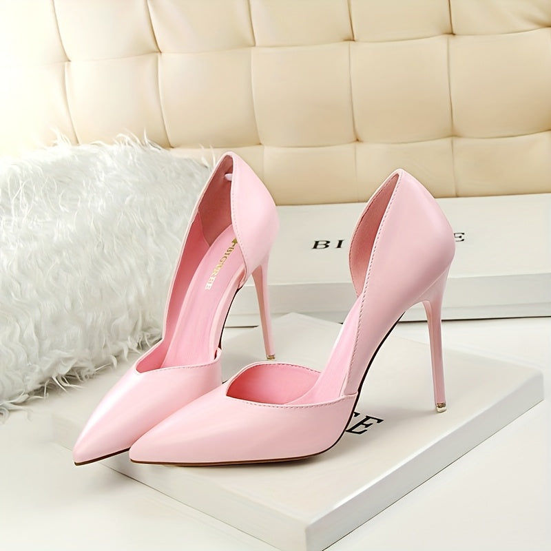 Ayollar uchun pushti stilletto poyabzal, nuqtali oyoq, 4 dyuymli baland poyabzal, klub uchun