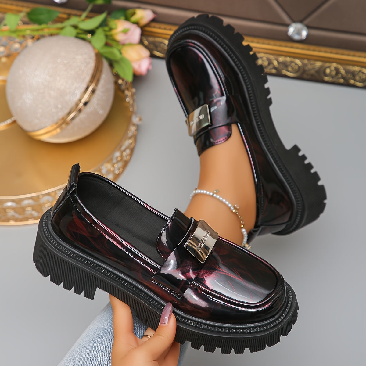 Women's Colorful Loafers Synthetic Heel Slip-On All-Season Comfort