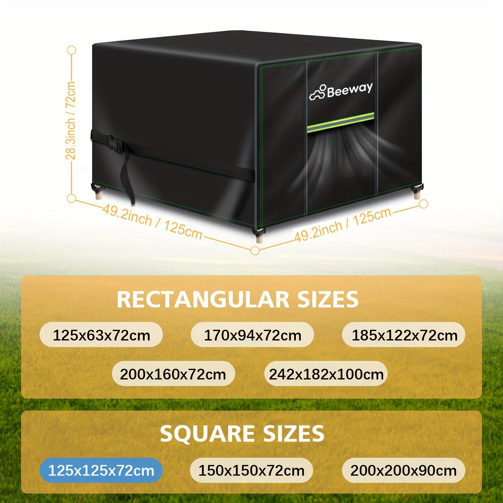 Outdoor Furniture Cover Waterproof Windproof 420D Oxford Fabric with Air Vent Black