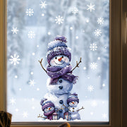 Snowman Christmas Window Cling Double-Sided Reusable PVC Static Decal for Holiday Decor