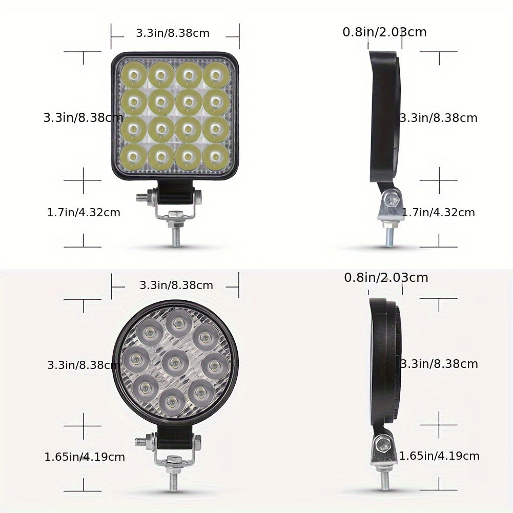 4LED Work Lights 8.38cm 48W Square Round Highway Spotlights for Vehicles