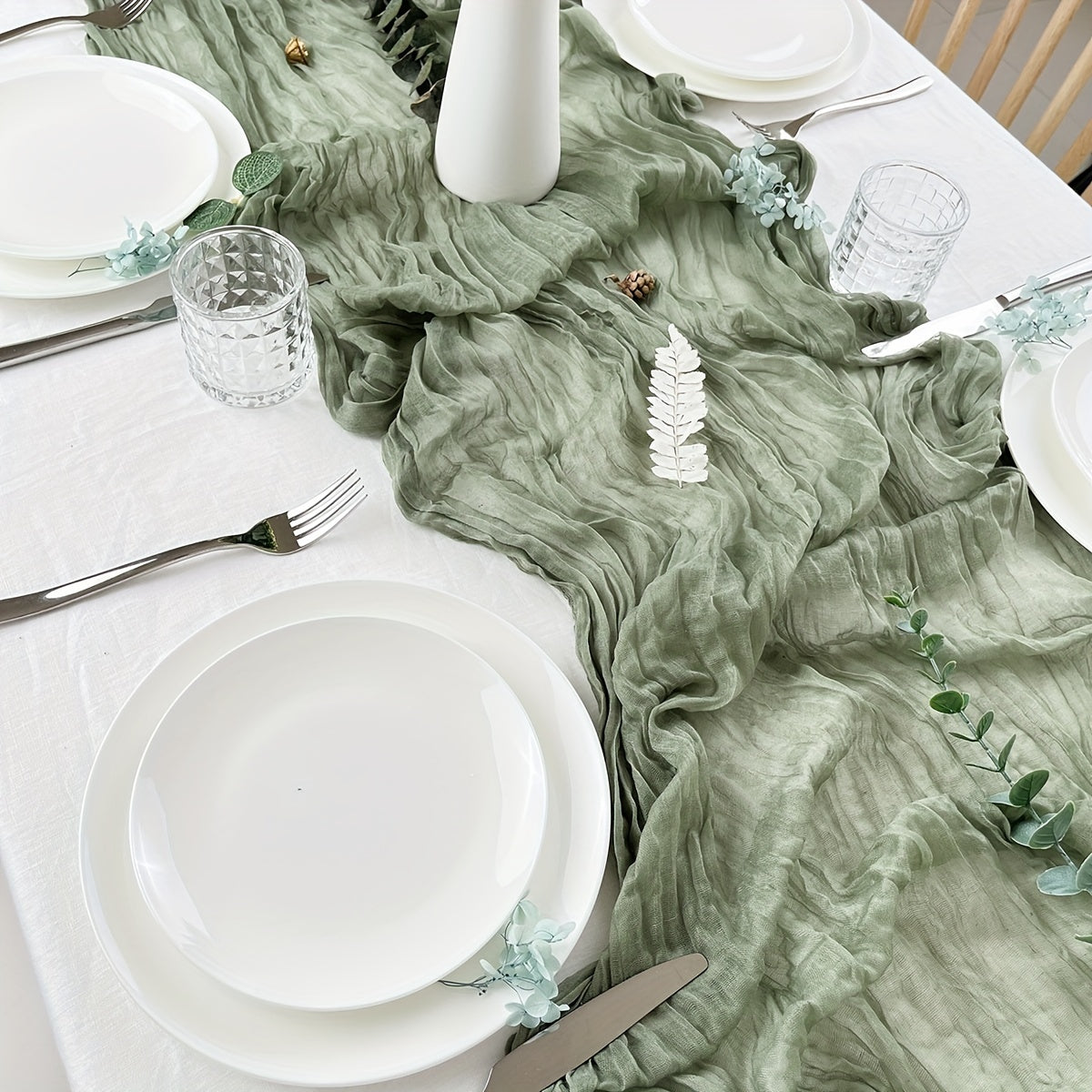 1pc Camino de mesa de tela de queso blanco para boda, despedida de soltera, baby shower, decoración de cena navideña